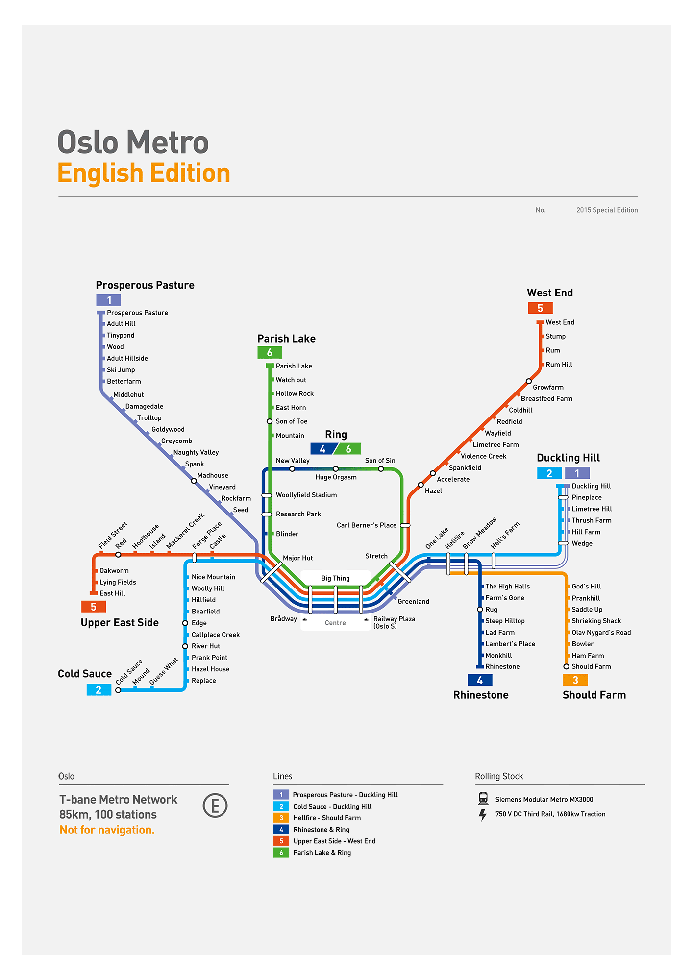 Oslo metro map translated into English